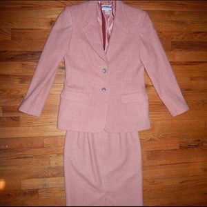 Pendleton Pink Wool Skirt & Blazer Suit